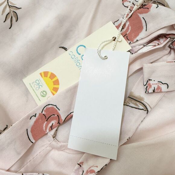 Women C&C California Floral Blouse Scoop Neck Puff Sleeve Light Pink Extra Large - Picture 8 of 8